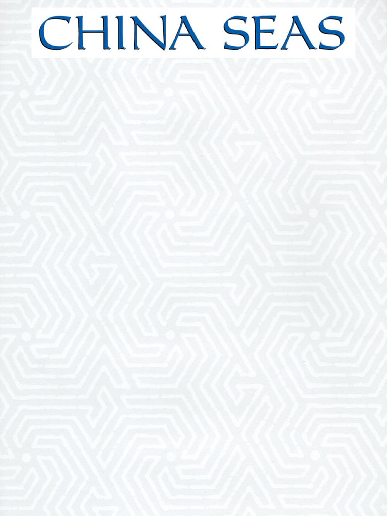 Maze White on White Patent Vinyl Screen Printed Wallpaper | China Seas
