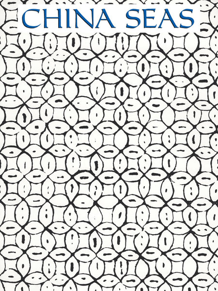 Melong Batik Black on White Screen Printed Wallpaper | China Seas