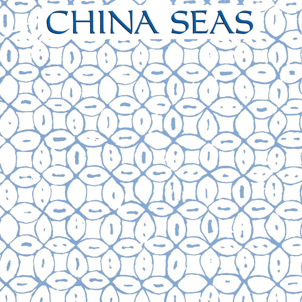 Melong Batik French Blue on Almost White Screen Printed Wallpaper | China Seas