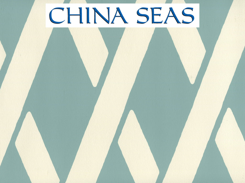 Montecito_Bamboo Turquoise_on_Off_White_CP Screen Printed Wallpaper | China Seas