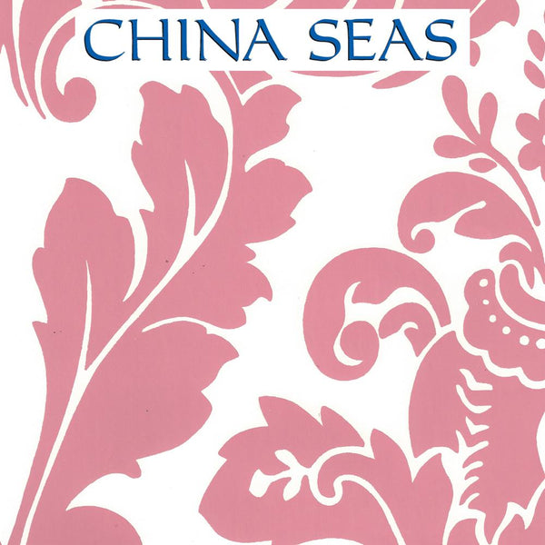 Monty Dark Dark Pink on Almost White Screen Printed Wallpaper | China Seas