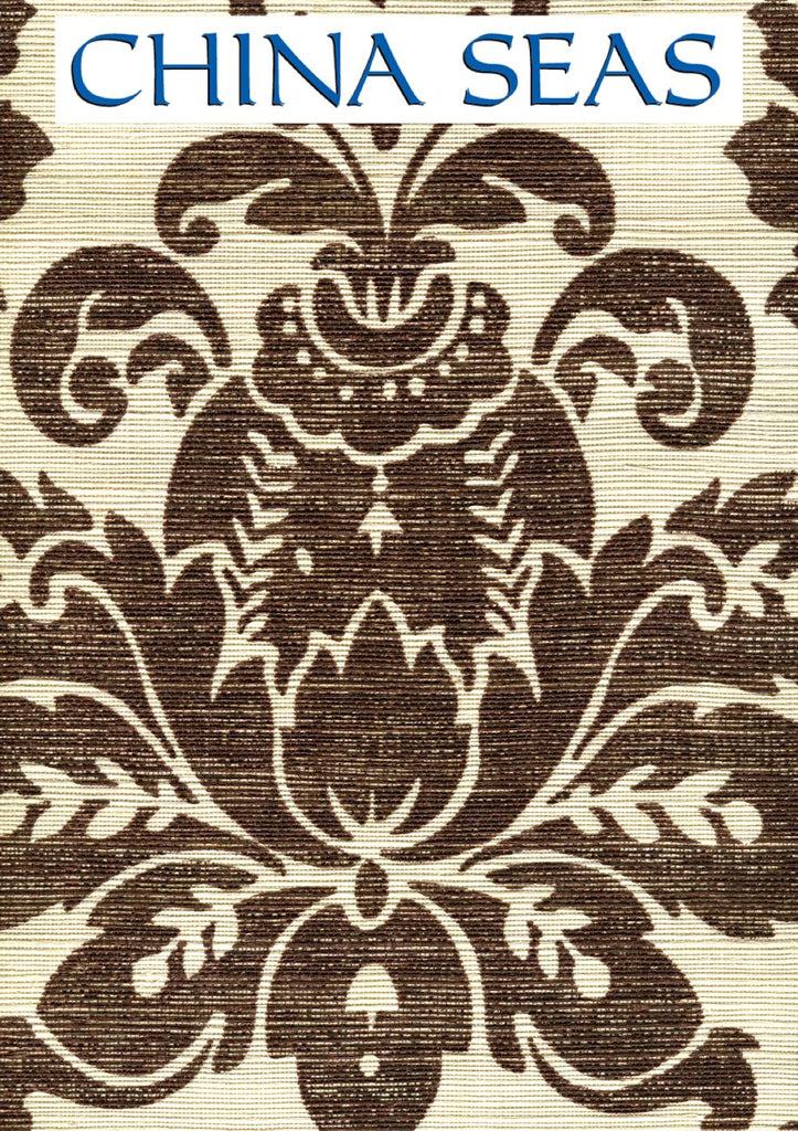 Monty on Cream Grasscloth Brown on Cream Grasscloth  Screen Printed Wallpaper | China Seas