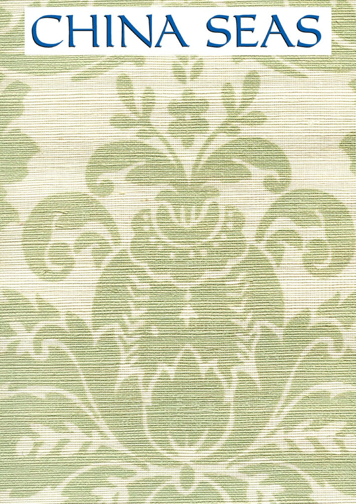 Monty on Cream Grasscloth French Green on Cream Grasscloth  Screen Printed Wallpaper | China Seas