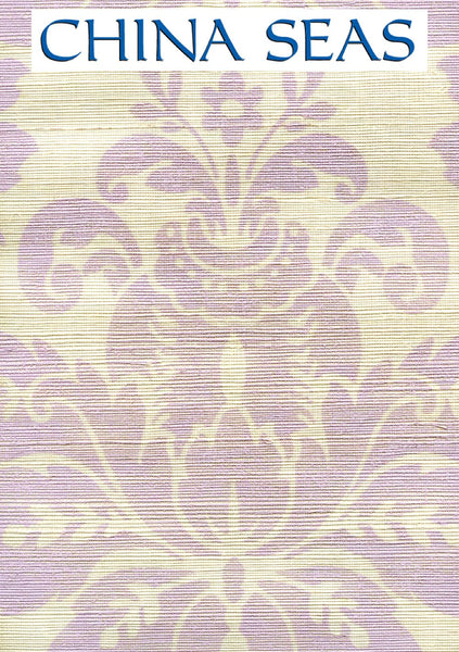 Monty on Cream Grasscloth Lavender on Cream Grasscloth  Screen Printed Wallpaper | China Seas