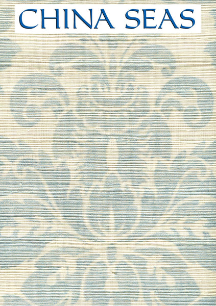 Monty on Cream Grasscloth Windsor Blue on Cream Grasscloth  Screen Printed Wallpaper | China Seas