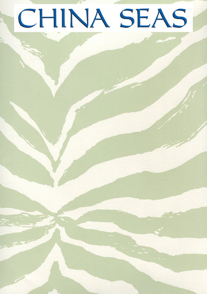 Nairobi French Green on Almost White Screen Printed Wallpaper | China Seas
