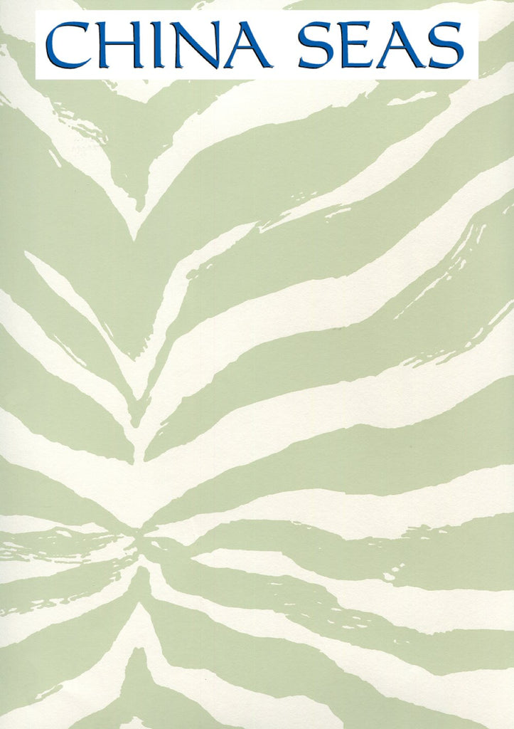 Nairobi French Green on Almost White Screen Printed Wallpaper | China Seas