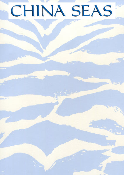 Nairobi Powder Blue on Almost White Screen Printed Wallpaper | China Seas