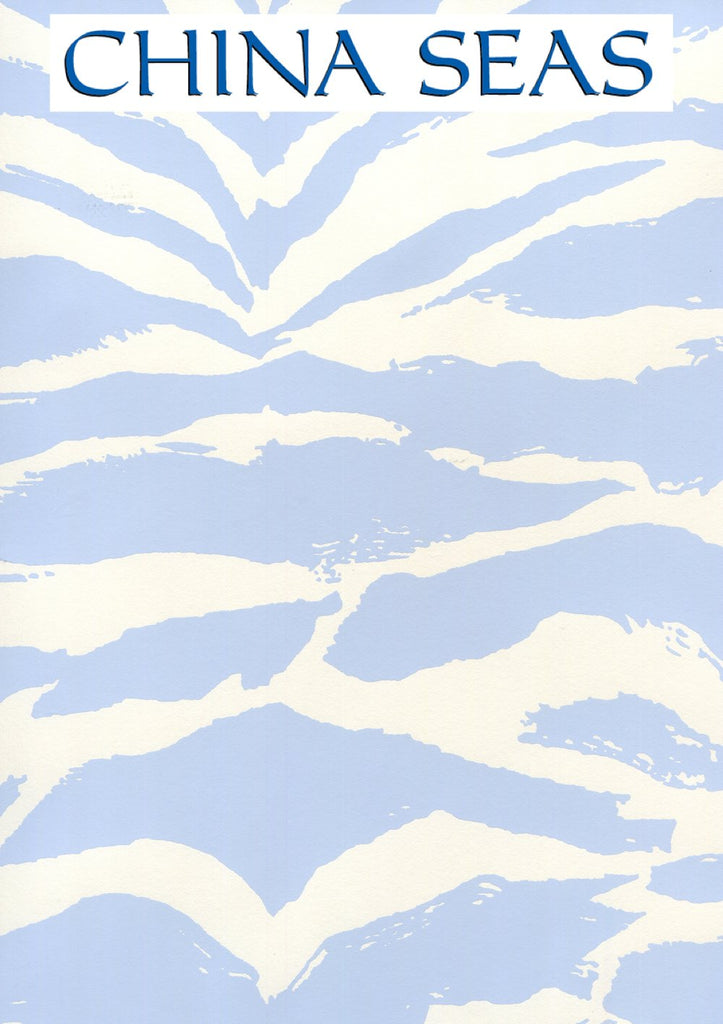 Nairobi Powder Blue on Almost White Screen Printed Wallpaper | China Seas