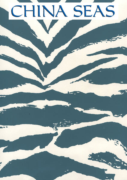 Nairobi Teal on Almost White Screen Printed Wallpaper | China Seas