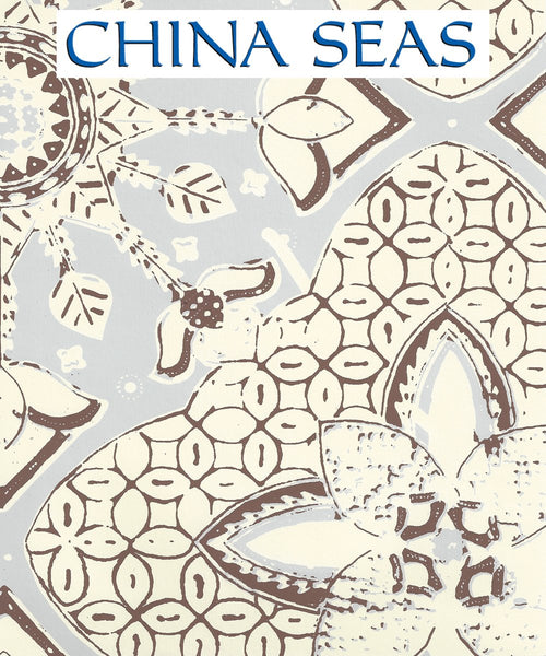 New Batik Cloud Brown on Off White Screen Printed Wallpaper | China Seas