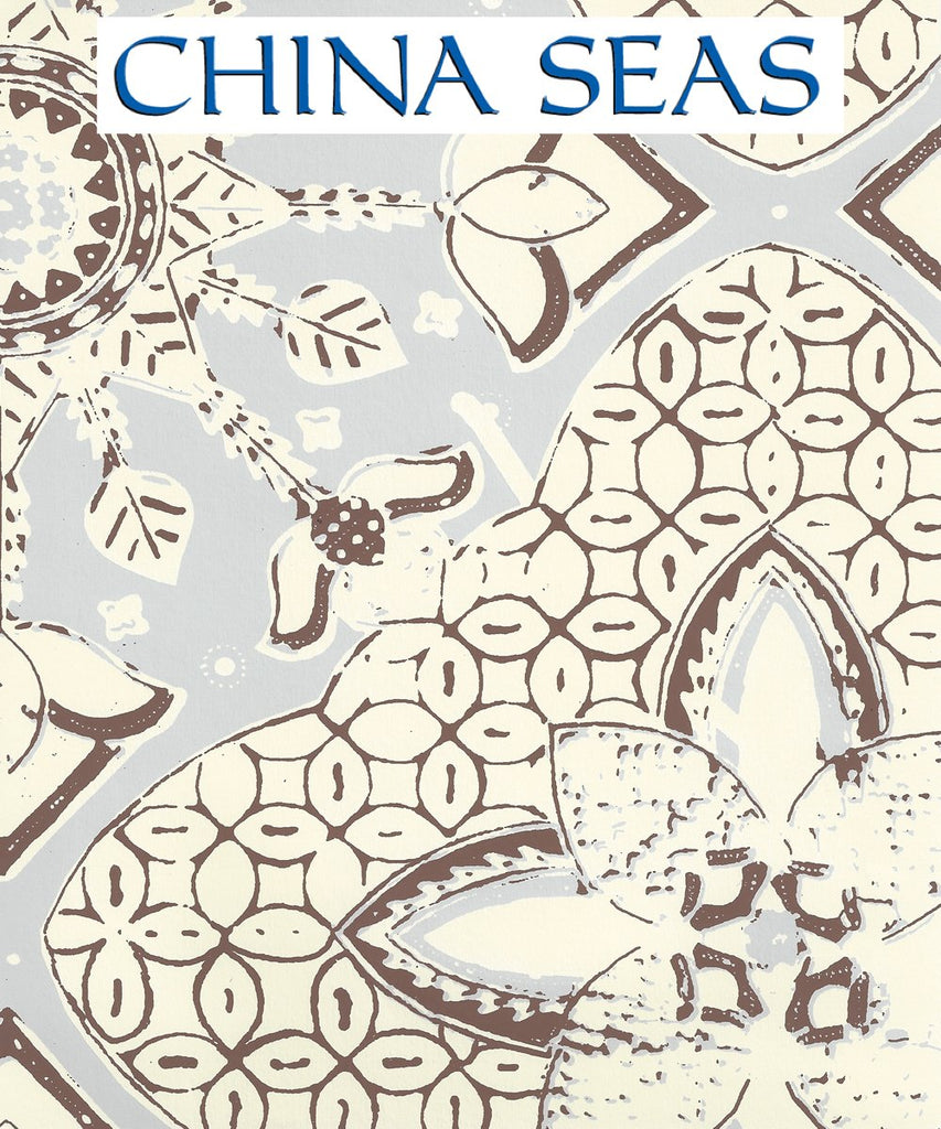 New Batik Cloud Brown on Off White Screen Printed Wallpaper | China Seas