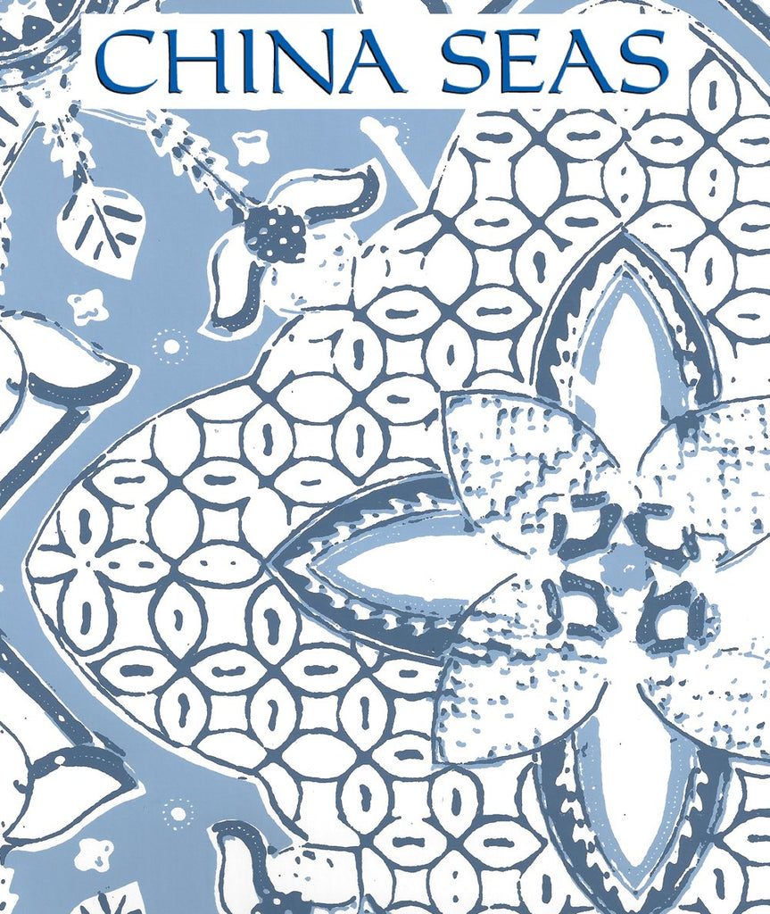 New Batik French Blue Navy on White Screen Printed Wallpaper | China Seas