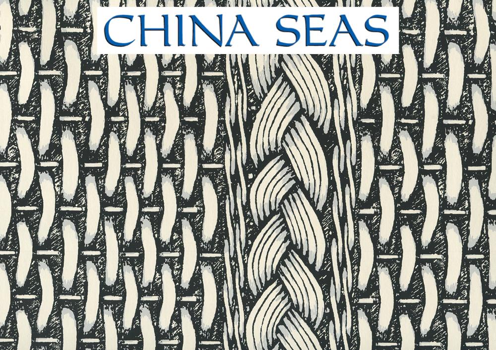 Newport Rattan Black Gray on Off White Paper Screen Printed Wallpaper | China Seas