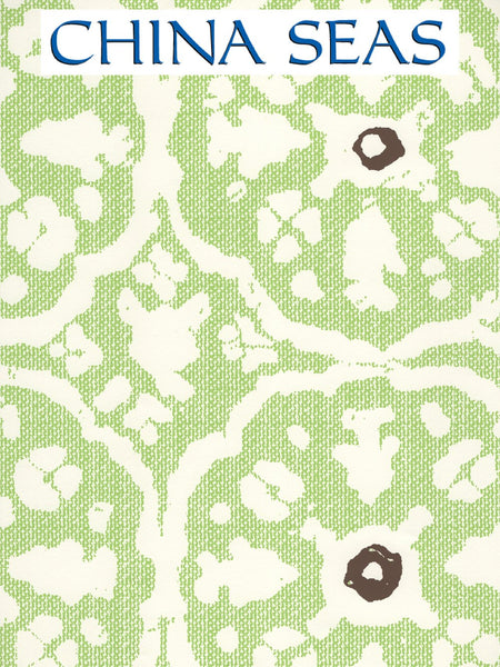 Nitik Grande Jungle Green Brown on Almost White Screen Printed Wallpaper | China Seas