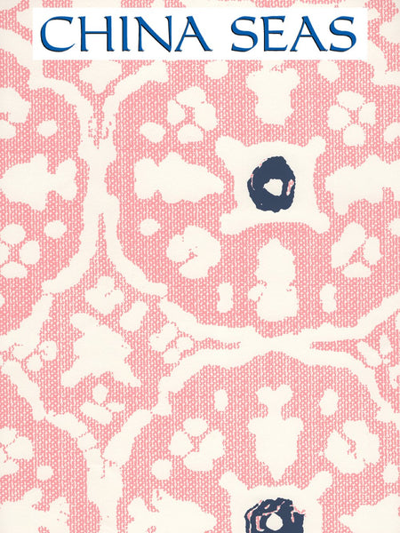 Nitik Grande Pink Navy on Almost White Screen Printed Wallpaper | China Seas