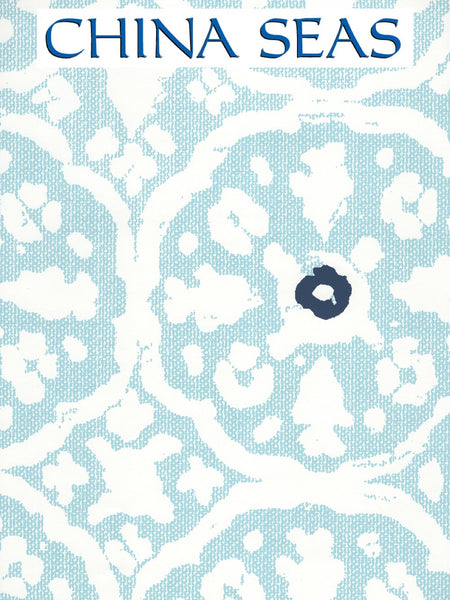 Nitik Grande Sky Navy on White Screen Printed Wallpaper | China Seas