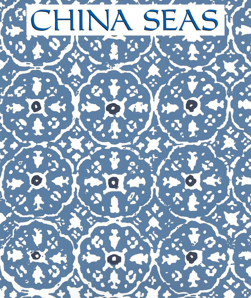 Nitik II Blue Floresblue on White Screen Printed Wallpaper | China Seas