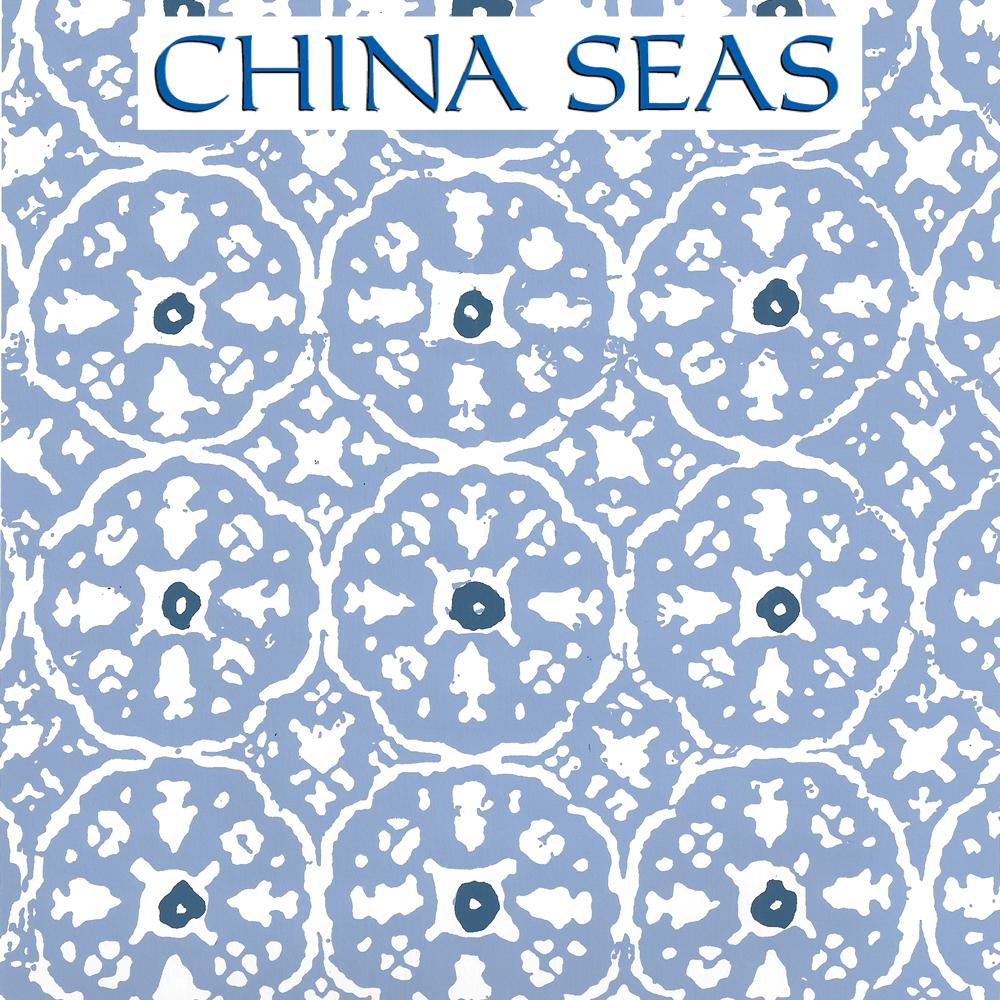 Nitik II French Blue Navy Almost White Screen Printed Wallpaper | China Seas