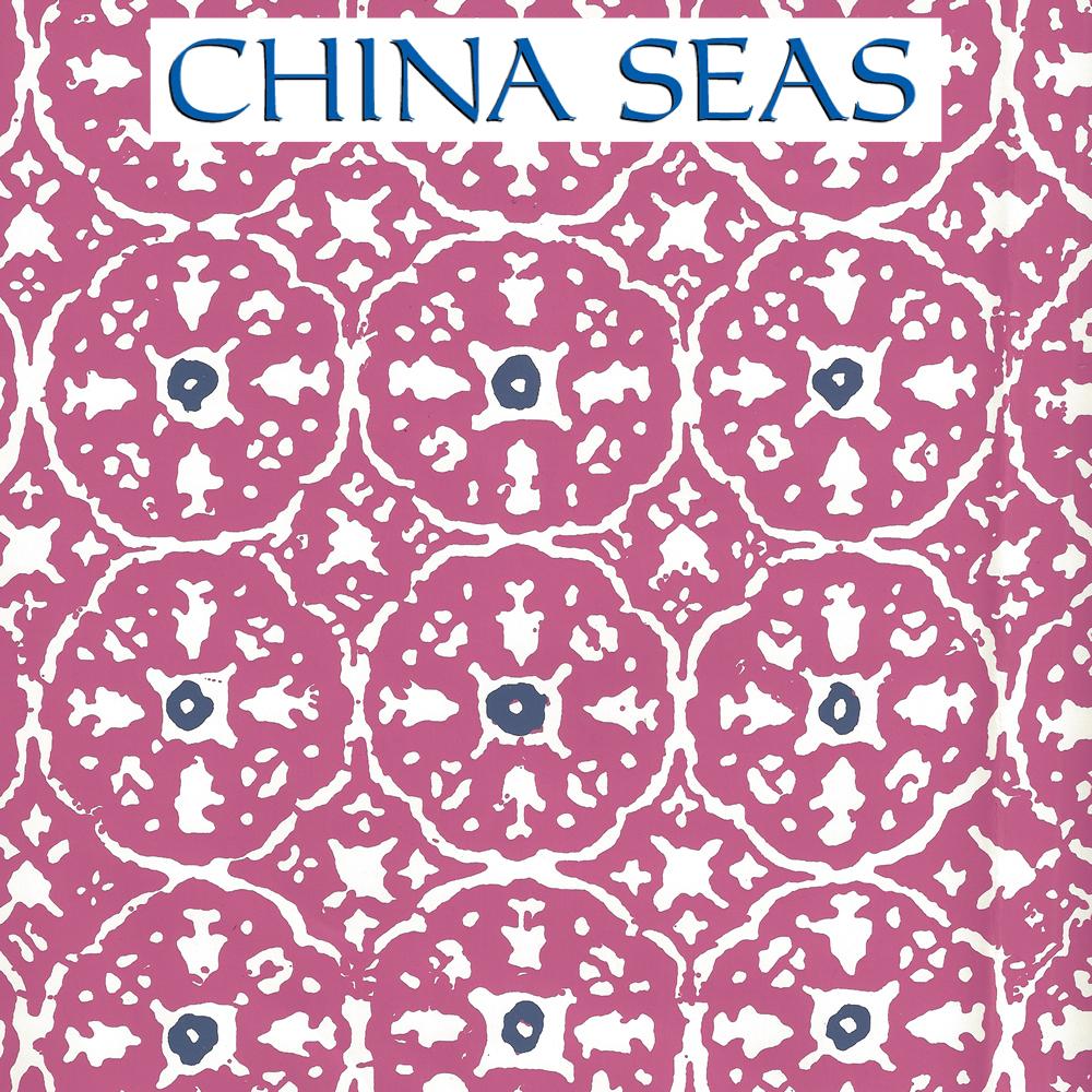 Nitik II Magenta Navy on Almost White Screen Printed Wallpaper | China Seas