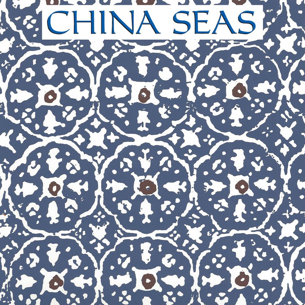 Nitik II Navy Brown Almost White Screen Printed Wallpaper | China Seas