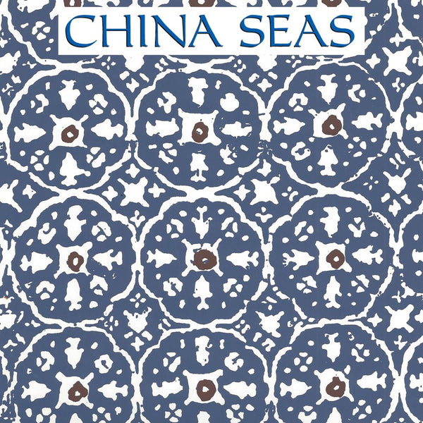 Nitik II Navy Brown Almost White Screen Printed Wallpaper | China Seas