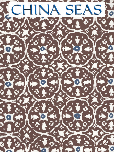 Nitik II New Brown New Navy on White Screen Printed Wallpaper | China Seas