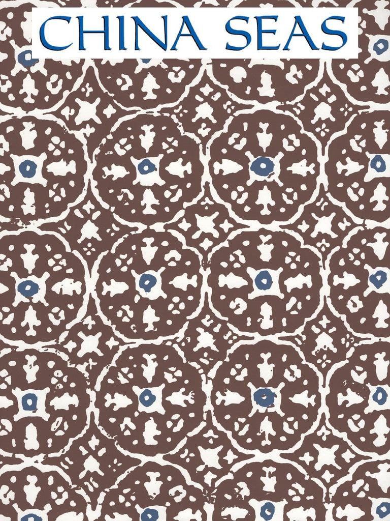 Nitik II New Brown New Navy on White Screen Printed Wallpaper | China Seas