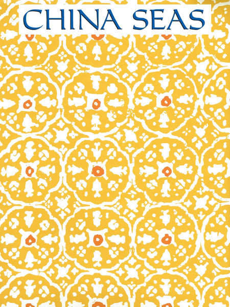 Nitik II New Yellow Salmon on Almost White Screen Printed Wallpaper | China Seas