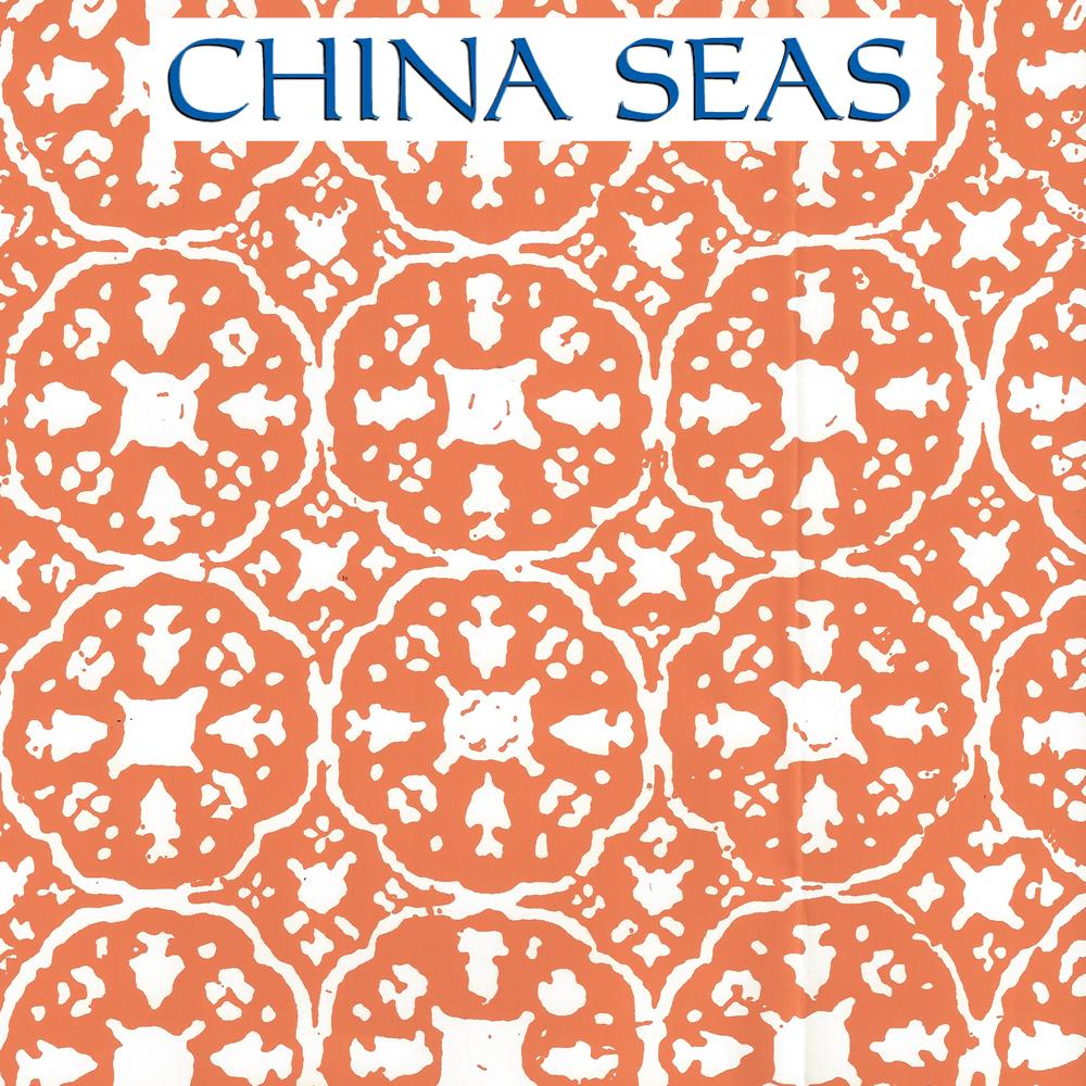 Nitik II Orange on Almost White Screen Printed Wallpaper | China Seas