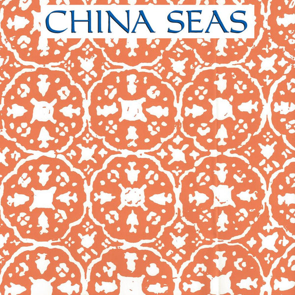Nitik II Orange on Almost White Screen Printed Wallpaper | China Seas