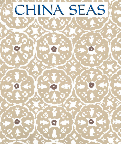 Nitik II Taupe Brown on White Screen Printed Wallpaper | China Seas