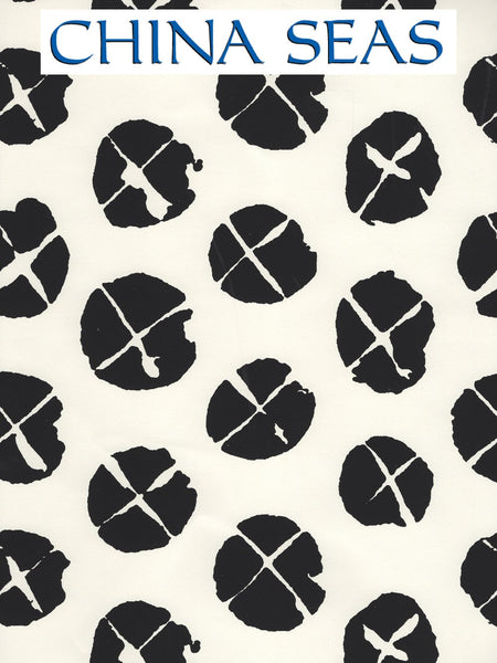 Obi II Black on Almost White Screen Printed Wallpaper | China Seas