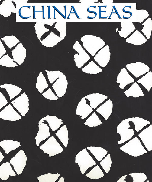 Obi II Reverse Black on Almost White Screen Printed Wallpaper | China Seas