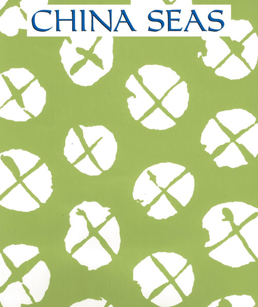 Obi II Reverse Jungle Green on Almost White Screen Printed Wallpaper | China Seas