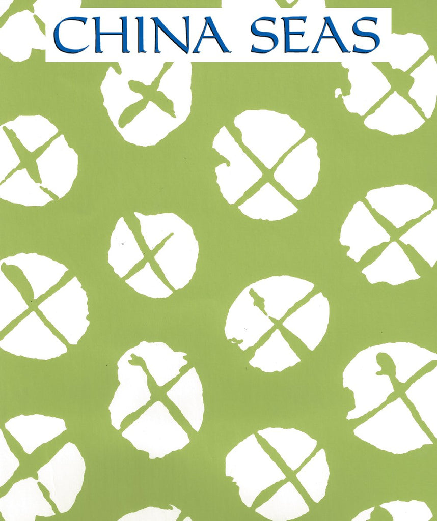 Obi II Reverse Jungle Green on Almost White Screen Printed Wallpaper | China Seas