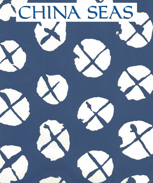 Obi II Reverse Navy on Almost White Screen Printed Wallpaper | China Seas