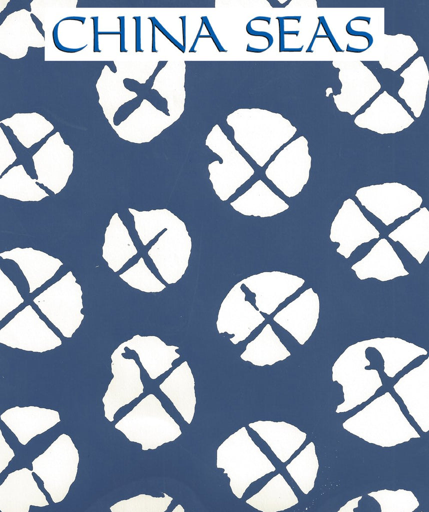 Obi II Reverse Navy on Almost White Screen Printed Wallpaper | China Seas