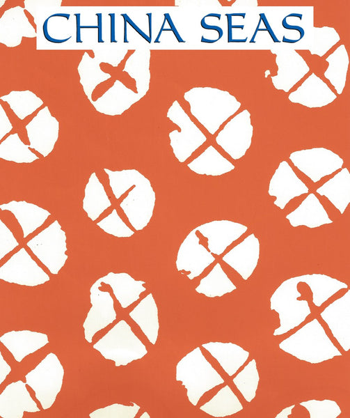 Obi II Reverse Orange on Almost White Screen Printed Wallpaper | China Seas