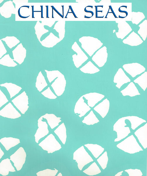 Obi II Reverse Turquoise on Almost White Screen Printed Wallpaper | China Seas