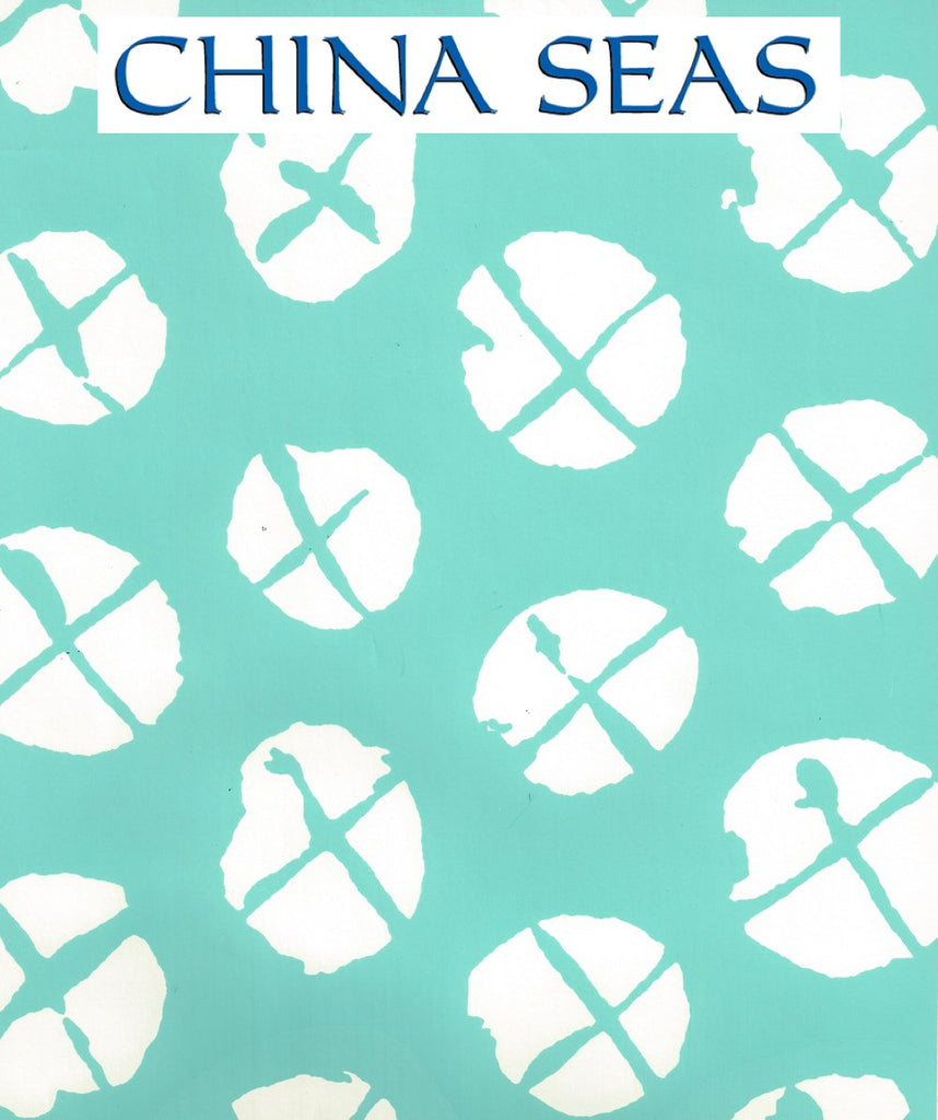 Obi II Reverse Turquoise on Almost White Screen Printed Wallpaper | China Seas
