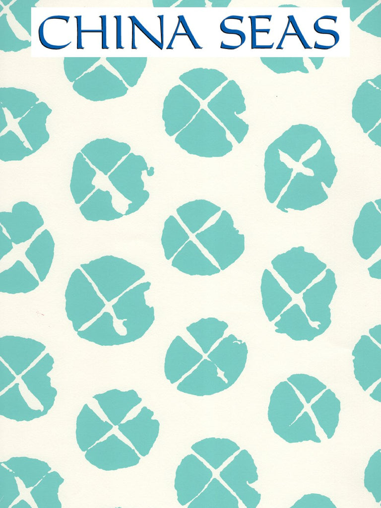 Obi II Turquoise on Almost White Screen Printed Wallpaper | China Seas