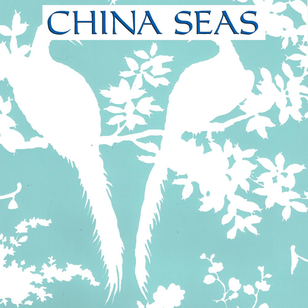 Paradise Background Turquoise on White Screen Printed Wallpaper | China Seas