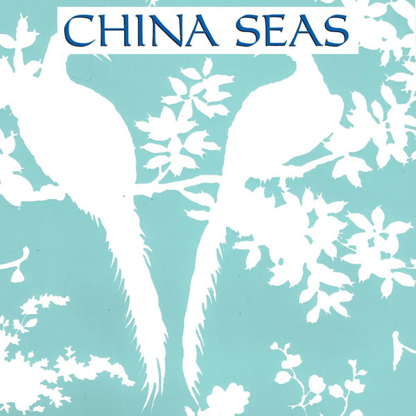 Paradise Background Turquoise on White Screen Printed Wallpaper | China Seas