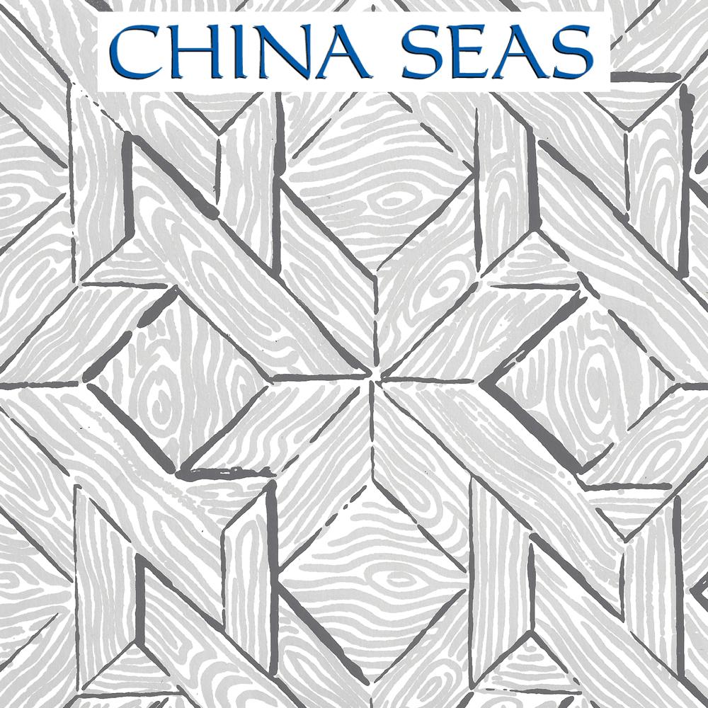 Parquetry Gray Silver on Almost White Screen Printed Wallpaper | China Seas