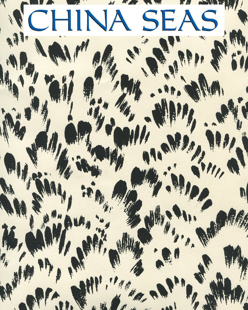 Passy Black on Off White Screen Printed Wallpaper | China Seas