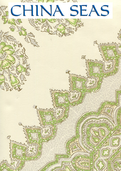 Persepolis Fig Taupe on Off White Screen Printed Wallpaper | China Seas