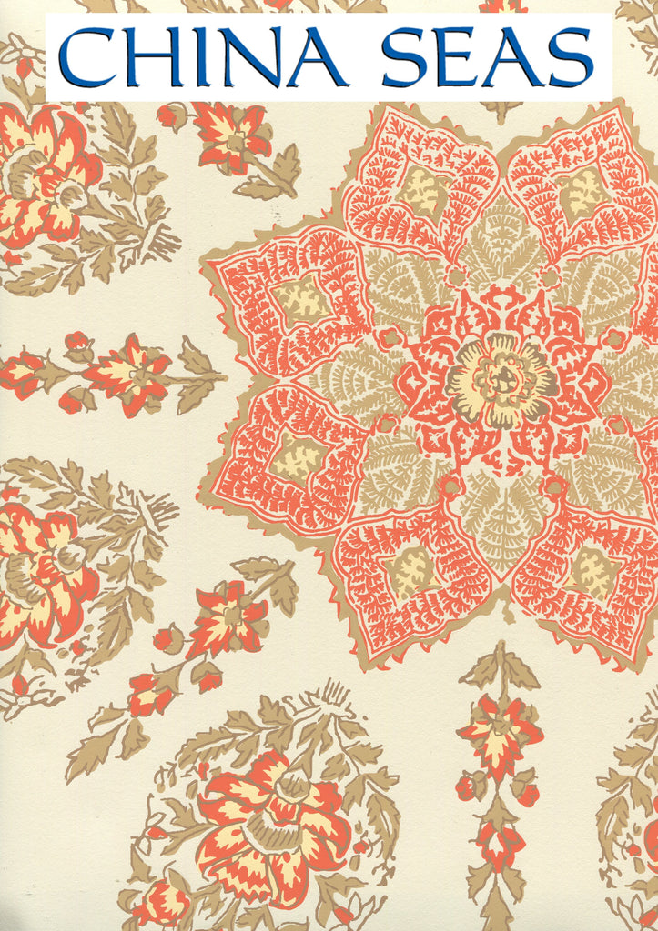 Persepolis Melon Camel on Off White Screen Printed Wallpaper | China Seas