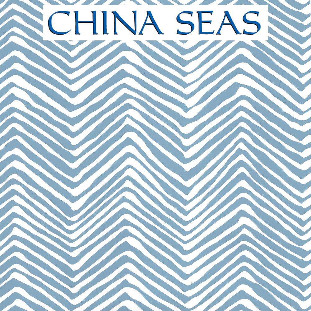 Petite Zig Zag Blue on White Screen Printed Wallpaper | China Seas