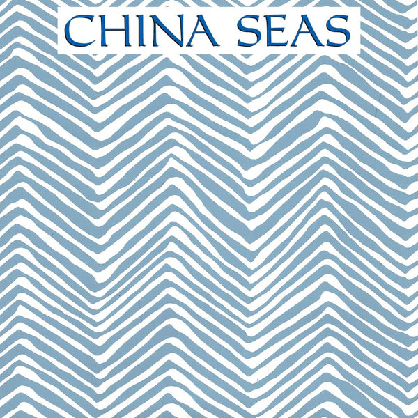 Petite Zig Zag Blue on White Screen Printed Wallpaper | China Seas